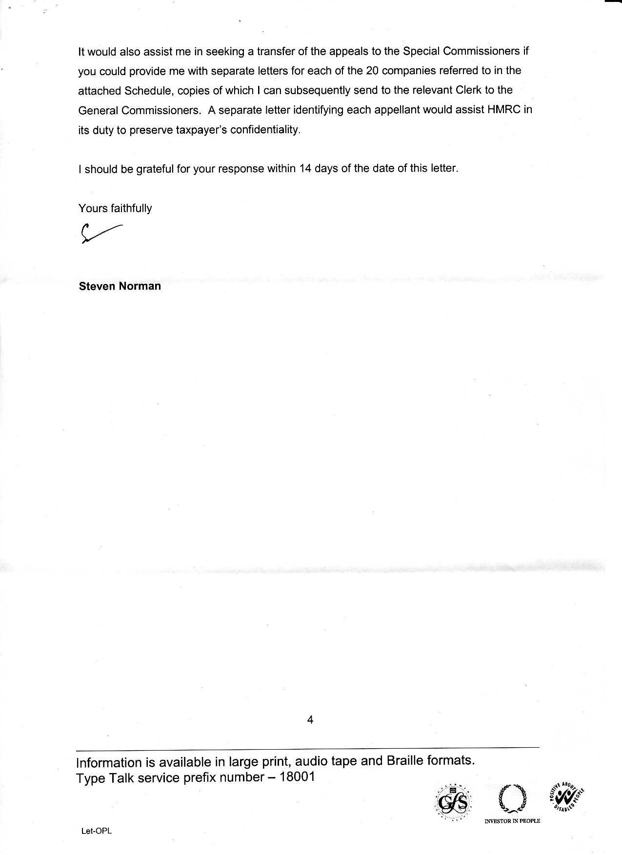 Letter from HMRC